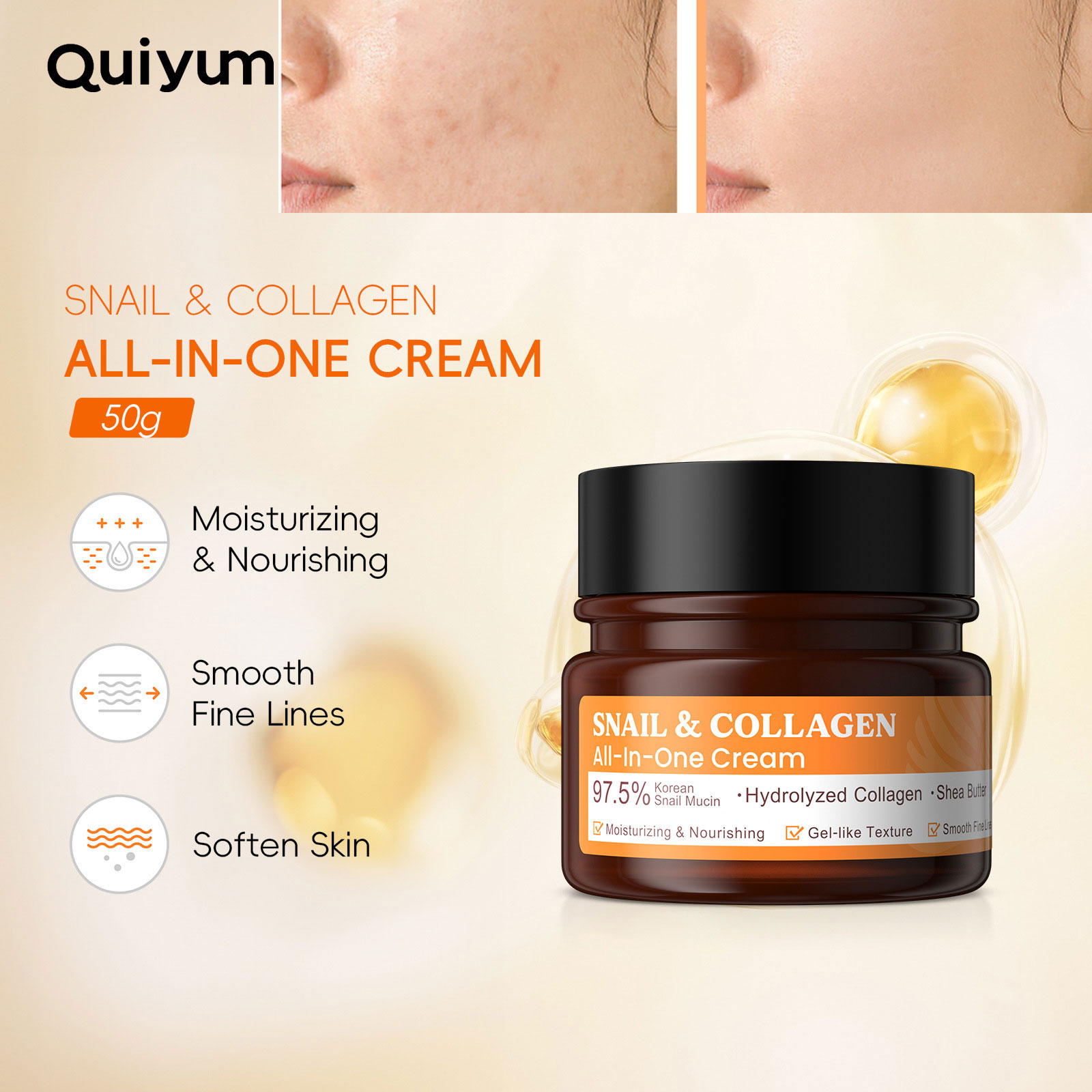 Snail Cream Gel - LAIKOU Gel Krim Wajah kolagen siput,