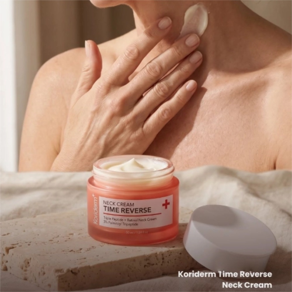 Krim Leher Korea Koriderm Time - Peptide Neck Cream ulasan dan harga